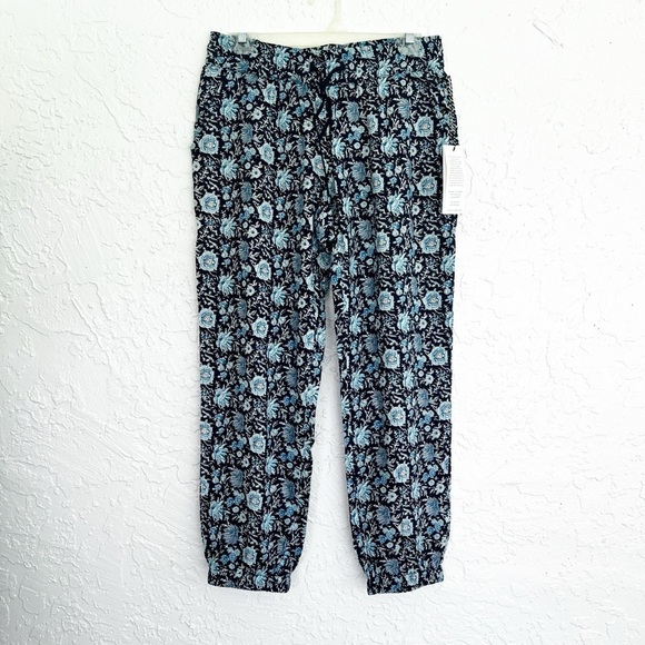 St Roche Yucca Drawstring Jogger Pants in Navy Floral Womens Small - Picture 2 of 7